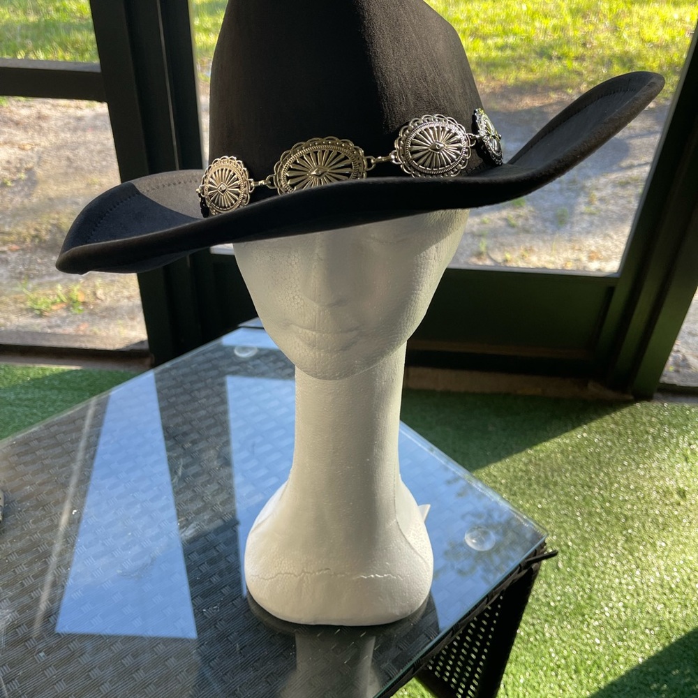 New Black Western Suede Cowboy Hat - Picture 9 of 16